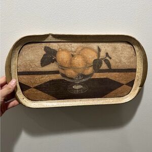 Vintage Italian Tray With Print Of Bowl Of Lemons